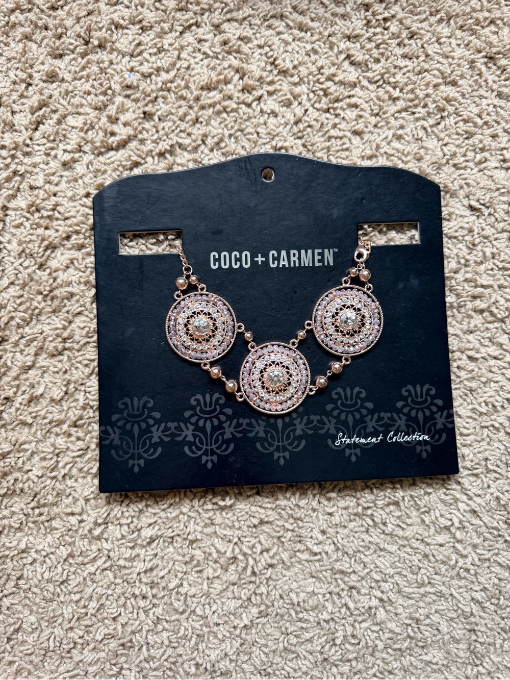 Coco + Carmen Rose Gold Filigree Triple Medallion Necklace